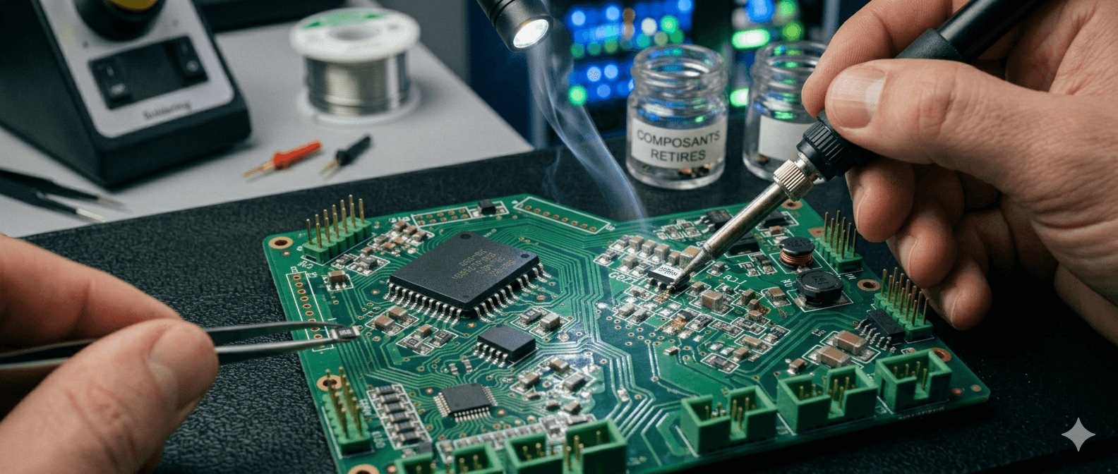 Carte electronique en cours de reparation